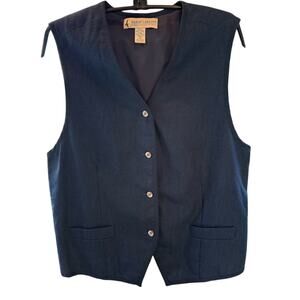 Marsh Landing quiet lux minimal Navy Women's cotton linen blend Vest size Medium
